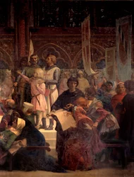 König Ludwig IX., genannt Saint Louis (1214-1270), spricht Recht. Gemälde von Alexandre Cabanel (1823-1889) 19. Jahrhundert. Paris, Pantheon