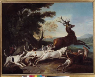 Jagd: „Der Hirsch tritt aus dem Wald“. (1661-1743), 1718. Maße: 1,1 x 1,45 m. Rouen, Musée des Beaux-Arts