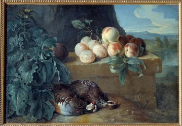 Pfirsiche und Rebhühner