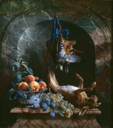 Stillleben mit Wild in einer Marmornische, 1706
