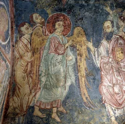Engel, Fresko in der Kirche von Alikampos, Kreta, Griechenland
