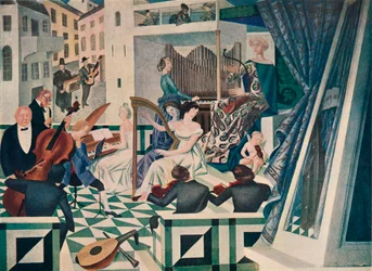 (Detail) Wanddekoration in einem Konzertsaal in einem Privathaus, um 1927