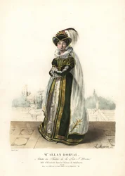 Marie Dorval oder Madame Allan Dorval als Königin Elisabeth in Le Chateau de Kenilworth von Jean-Baptiste Blache und Henri Lemaire, Theatre de la Porte St. Martin