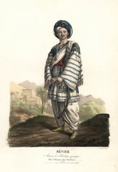 Paulin Menier als Almanzor in Abenhamet von Anne-Honoré-Joseph Duveyrier, Musik von Adrien Quaisain, Ambigu Comique