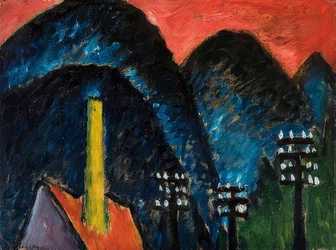 Blaue Berge (Landschaft mit gelbem Schornstein). 1912