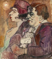 Stillleben mit Flasche, Früchten und Figur; Stilleben mit Flasche, Fruchten und Figur, ca. 1907-1908