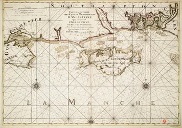 Karte der englischen Küste, Isle of Wight und Portsmouth Hafen