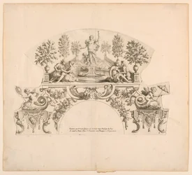 Fächerblätter, achte und neunte Platten des Sets "Divers Desseins de grands Eventails, Encrans, et autres Ornamens, inventés et gravés par Nicolas Loire"