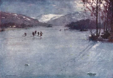 Lake District: In der Nähe der Fähre, Windermere, Schlittschuhlaufen im Mondlicht