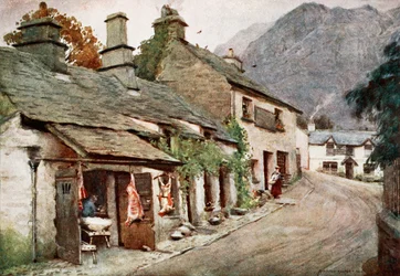 Der alte Metzgerladen, Coniston Village, aus einem Portfolio von Drucken nach den Original-Aquarellen, ca. 1920