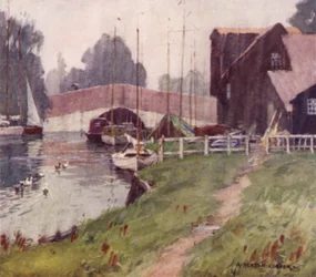 Wroxham Brücke, Norfolk, Ein regnerischer Tag