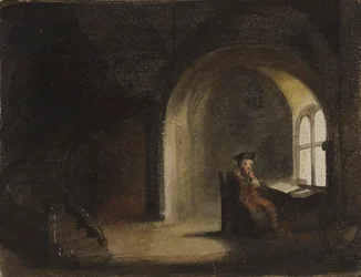Am Fenster sitzender Mann