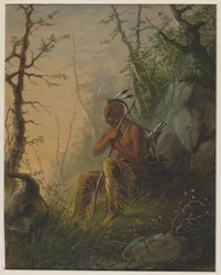 Sioux-Indianer an einem Grab