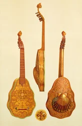 Laute von Königin Elisabeth I., gefertigt von John Rose, 1580, aus „Musical Instruments“