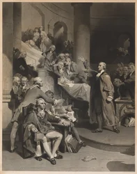 Patrick Henry hält seine berühmte Rede im House of Burgesses, Virginia