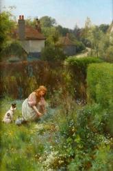 Wildblumen pflücken in der Hecke, 1895