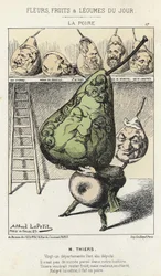 La Peire: Karikatur über Thiers - Ill. vom 14/02/1871 von Alfred Le Petitty, in „Blumen, Früchte und Gemüse des Tages“