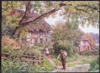 Eine Seitenstraße in Houghton, Suffolk, aus The Cottages and the Village Life of Rural England, veröffentlicht von Dent & Sons Limited, 1912