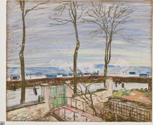 Der Bahnhof von Moret im Winter