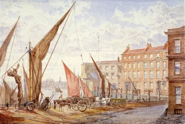 Ansicht des Maidstone Wharfs, Queenhithe, City of London, 1865