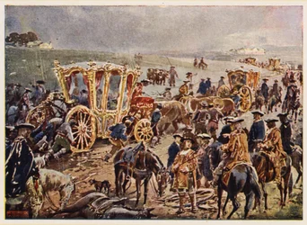 König Johann V. von Portugal reist zur spanischen Grenze