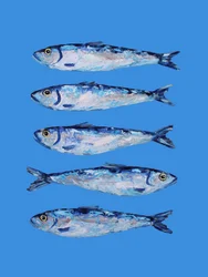 Fünf blaue Sardinen