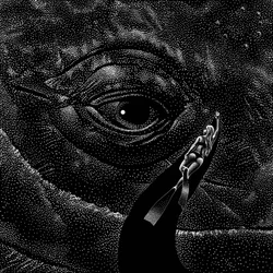 Taucher und riesiges Auge