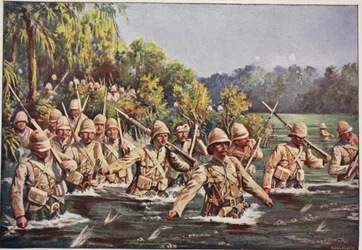 Die Argyll und Sutherland Highlanders überqueren den Modder River, Illustration aus 