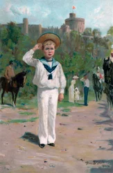 Edward, Prinz von Wales, salutiert die Farben