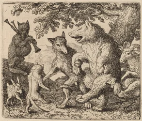 Alle freuen sich über den Bären und den Wolf