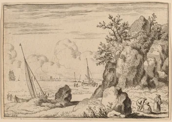Meereslandschaft mit drei Figuren rechts, wahrscheinlich ca. 1645-1656