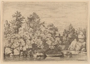 Der Cudgel-Damm und die überdachte Brücke, wahrscheinlich ca. 1645-1656