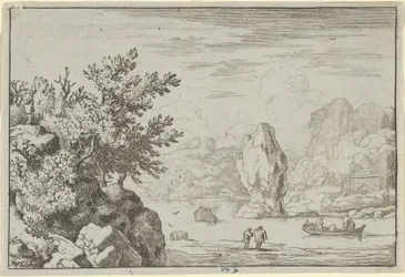 Der Felsen in der Mitte des Flusses