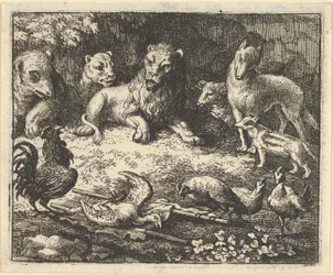 Der Hahn beschuldigt Reineke, sein Huhn ermordet zu haben, 1650-75.