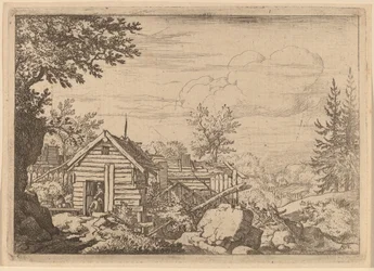 Zwei Männer in der Tür einer Hütte