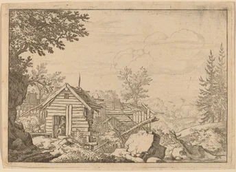 Zwei Männer in der Tür einer Hütte