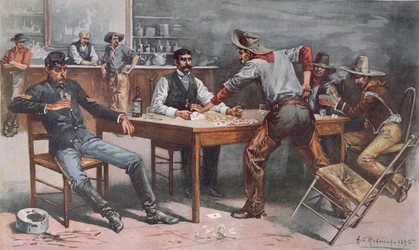 Streit über Karten in einem Western-Saloon