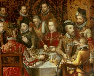 Das Bankett der Monarchen des Hauses Österreich. Detail mit Karl V. (Karl V.)