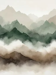 Nebelige Bergschichten