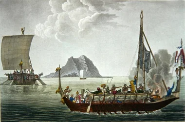 Ansicht der Corocores der Insel Guebe, von der Insel Pisang, aus 