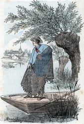 Netzfischen. Gravur aus „Die Bedürfnisse des Lebens“ von Rengade