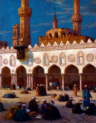 Illustration von Gelehrten und Studenten, die an der Al-Azhar-Universität studieren. Von Nasreddine Dinet (Alphonse-Étienne Dinet)
