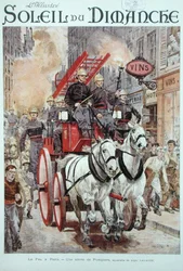 Feuerwehrleute reagieren auf einen Feueralarm in Paris, Titelblatt von 