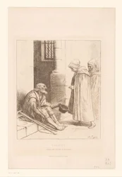 Bettler auf einer Treppe