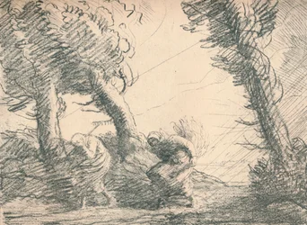 Erntearbeiter von einem Sturm überrascht, ca. 1900, 1923