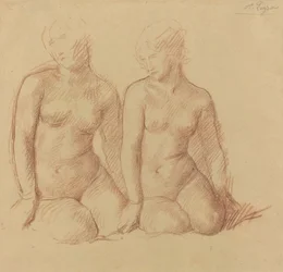 Studie von zwei nebeneinander sitzenden Figuren