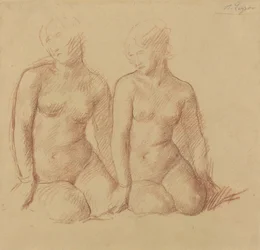 Studie von zwei nebeneinander sitzenden Figuren