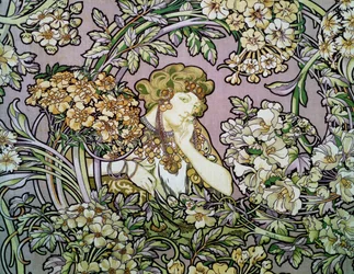Frau unter Blumen, ca. 1900