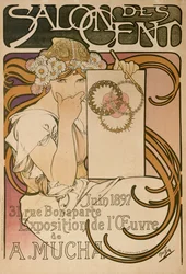 Plakat für Alphonse Muchas Ausstellung im Salon des Cent, Paris, Frankreich, 1897