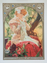 Plakat für Lefèvre-Utile. Sarah Bernhardt in der Rolle der Melissinde in La Princesse Lointaine.